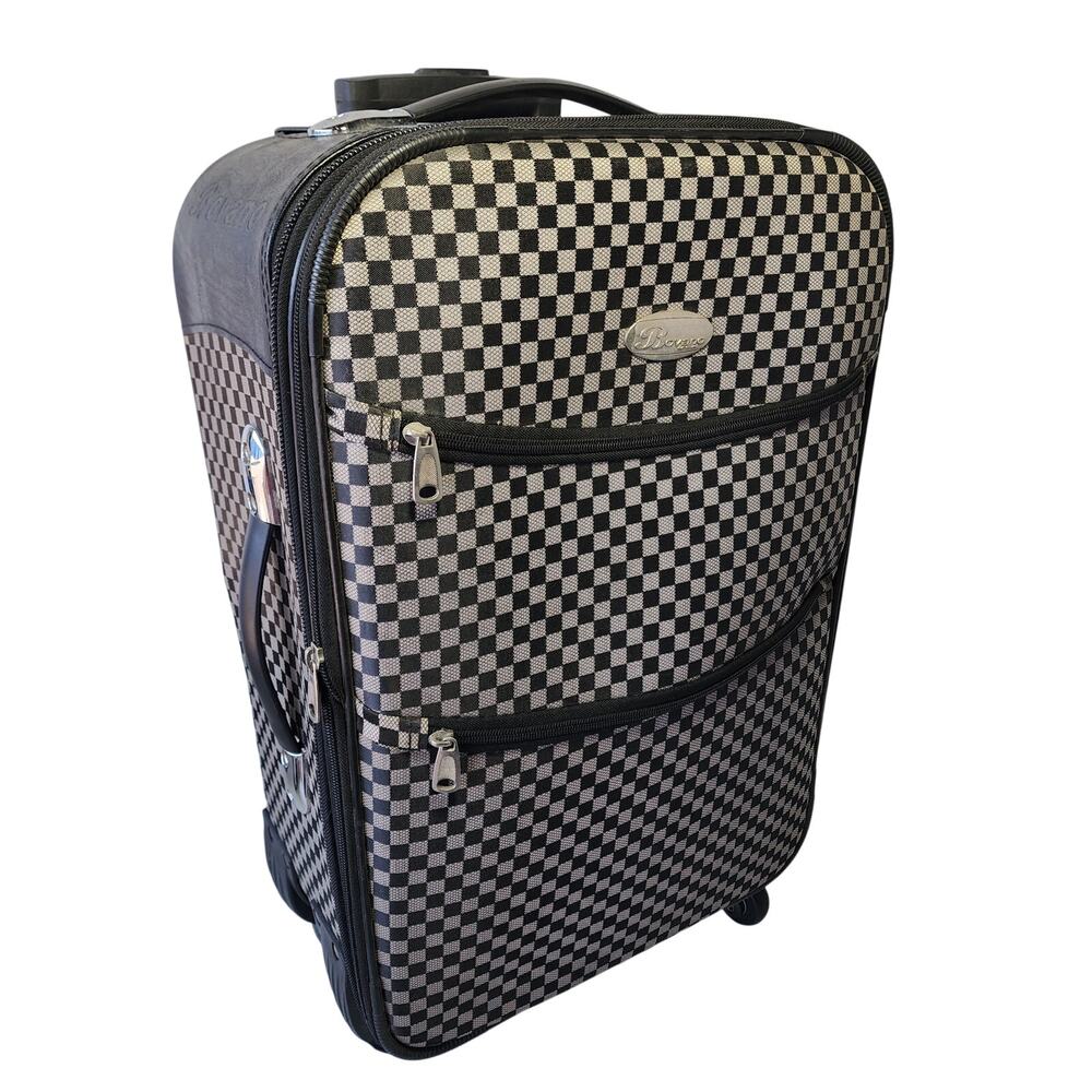 24” Bovano soft shell Suitcase 9" thick Sturdy 4 Compartment Checkered